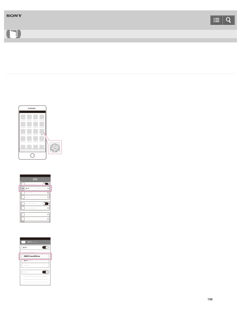 Connecting to an iphone or ipad, Help guide | Sony HDR-PJ810 User Manual | Page 196 / 416