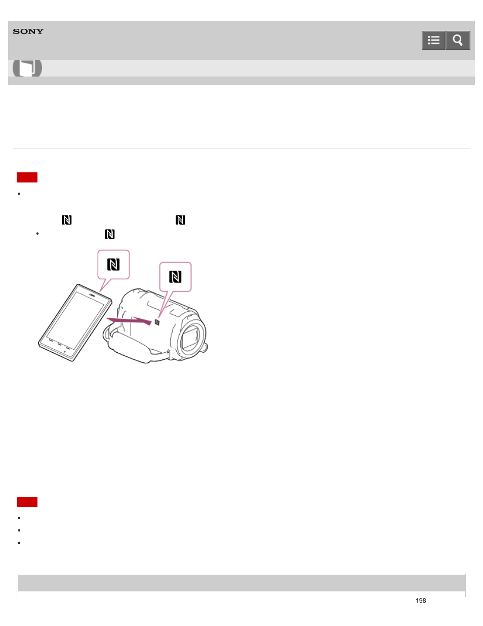 Connecting to an nfc-enabled smartphone or tablet, Help guide | Sony HDR-PJ810 User Manual | Page 198 / 416