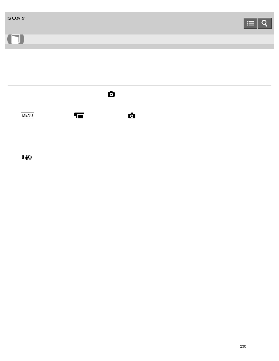 Steadyshot (photo), You can compensate for camera shake, Help guide | Sony HDR-PJ810 User Manual | Page 230 / 416