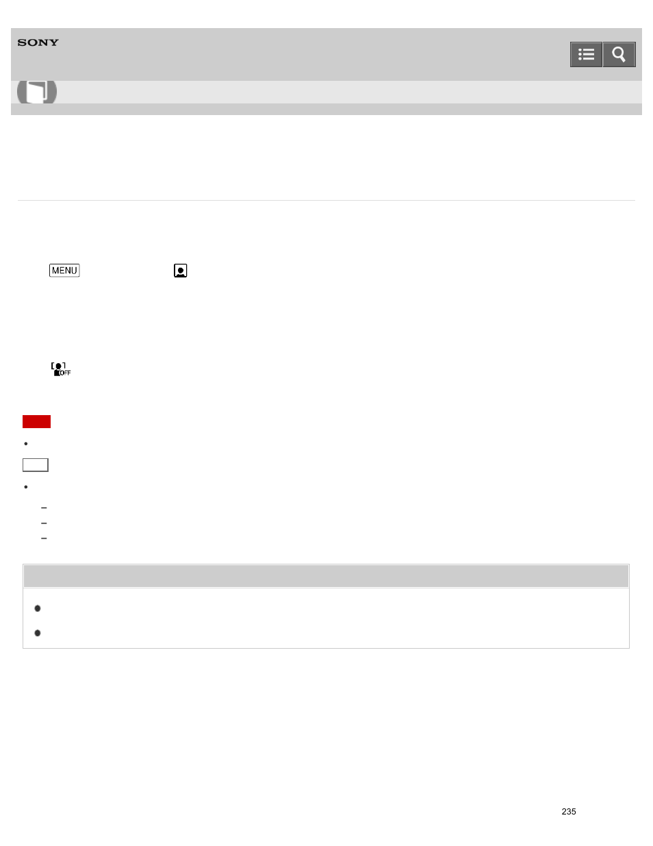 Face detection, Help guide | Sony HDR-PJ810 User Manual | Page 235 / 416