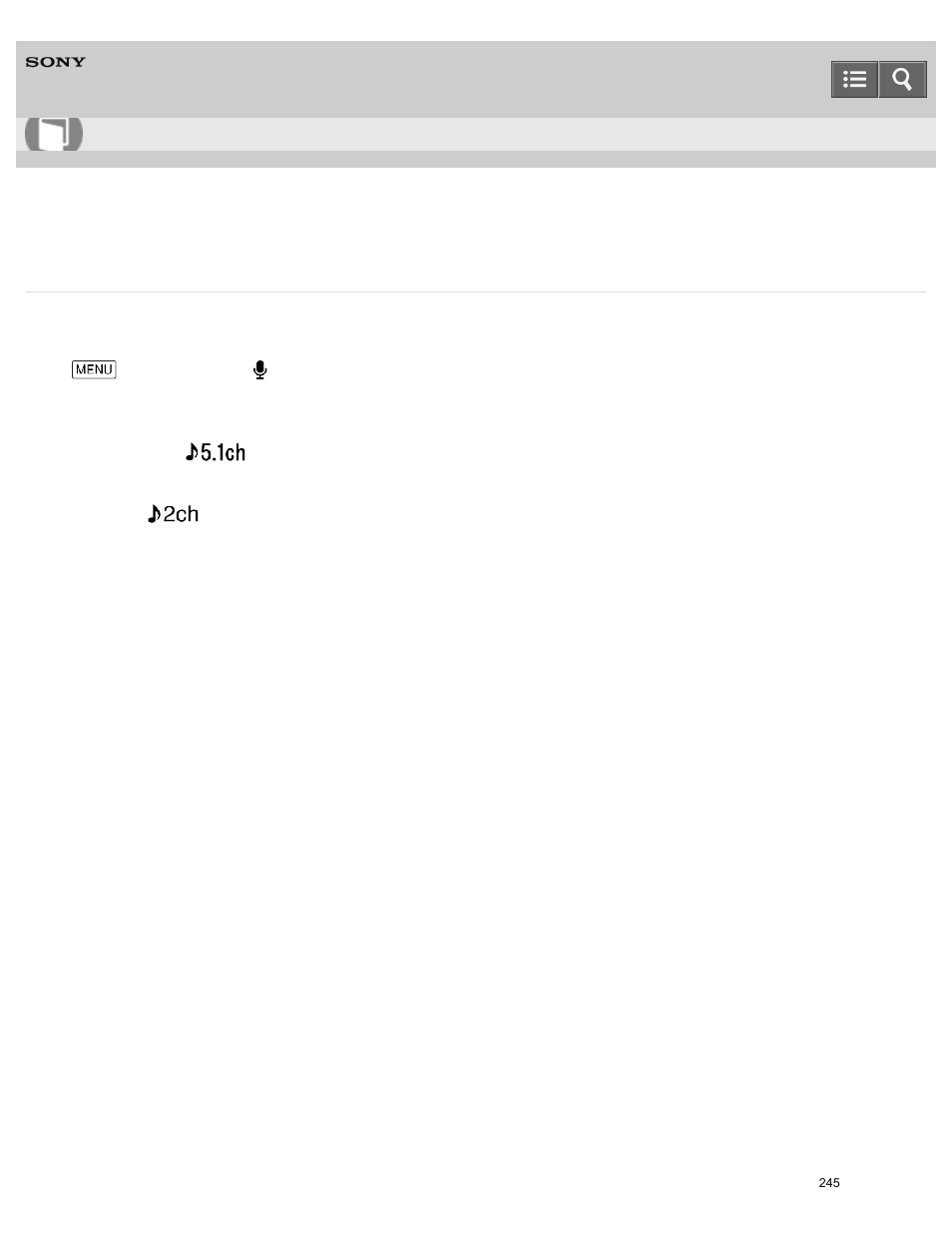 Audio mode, You can change the recording sound format, Help guide | Sony HDR-PJ810 User Manual | Page 245 / 416