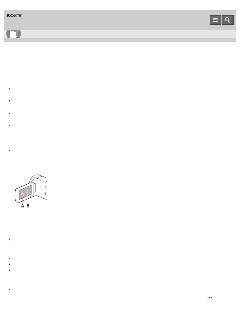 On use and care, Read the precautions, etc for using this product, Help guide | Sony HDR-PJ810 User Manual | Page 327 / 416