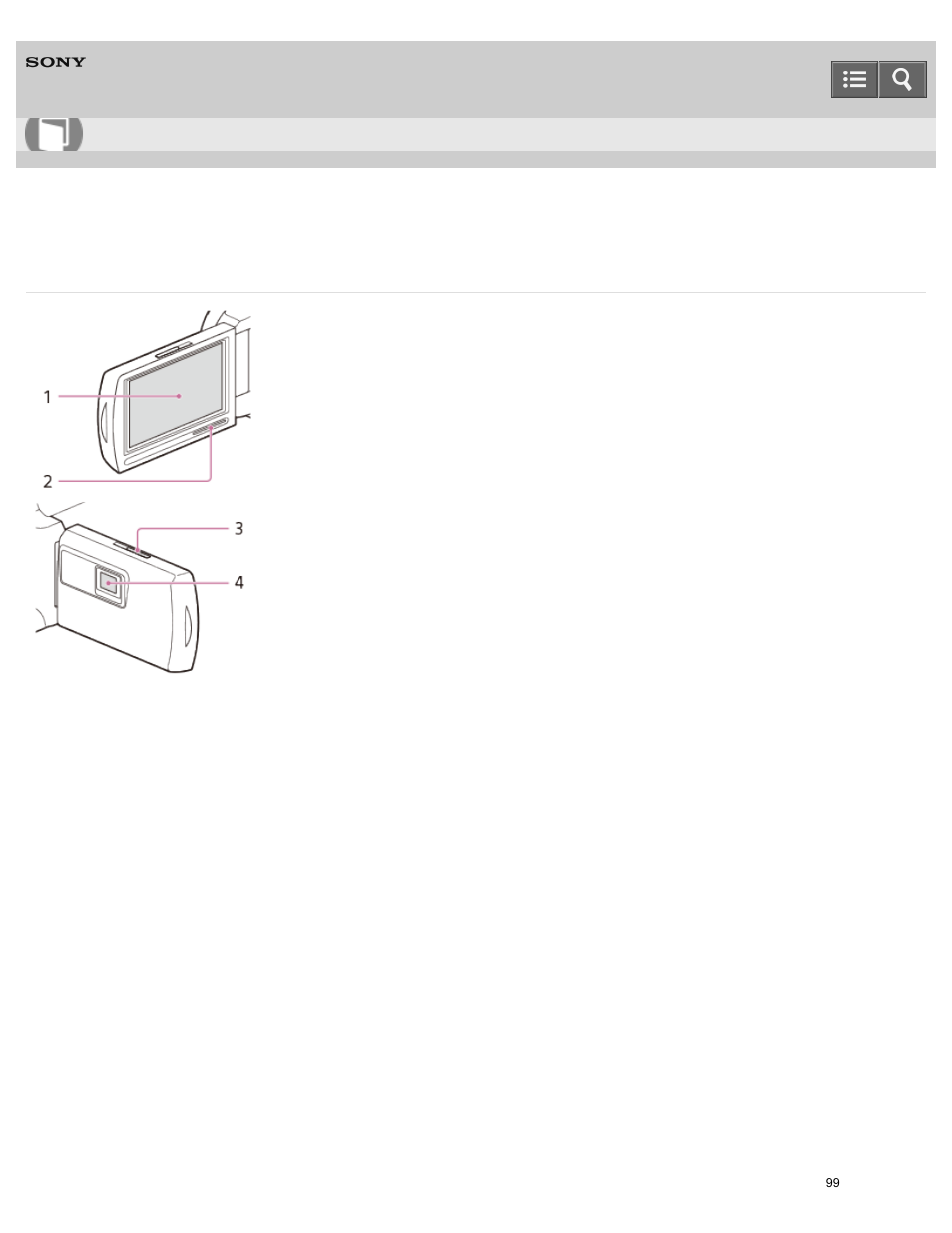Parts and controls (lcd monitor), Explains the parts and controls on the lcd monitor, Help guide | Sony HDR-PJ810 User Manual | Page 99 / 416