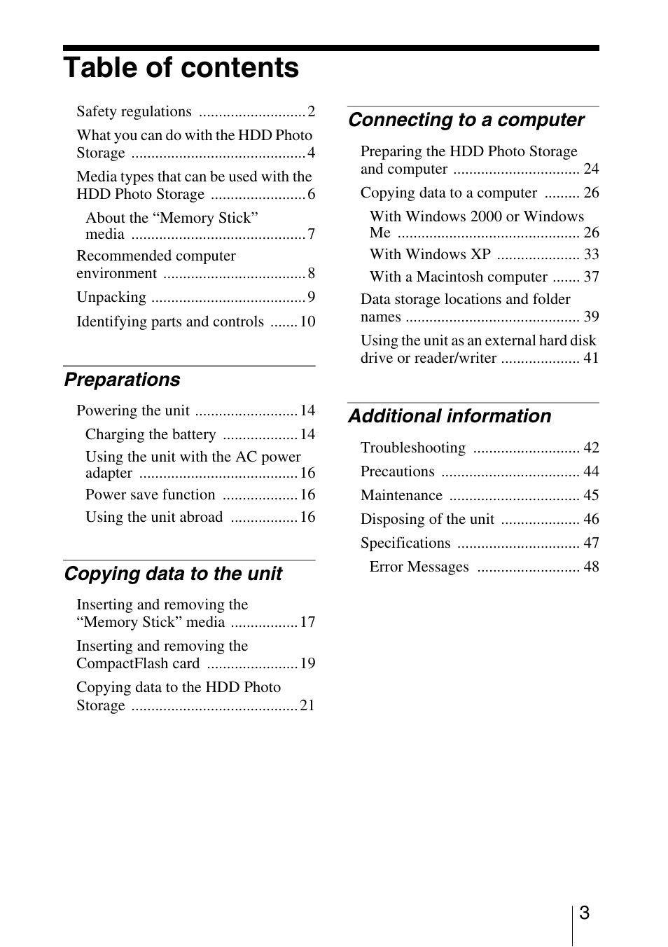 Sony HDPS-M10 User Manual | Page 3 / 53