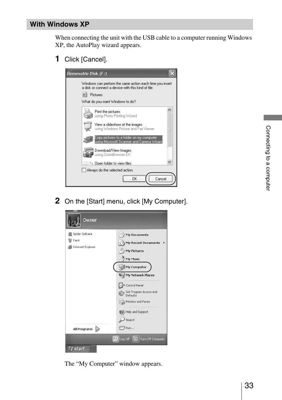 With windows xp | Sony HDPS-M10 User Manual | Page 33 / 53