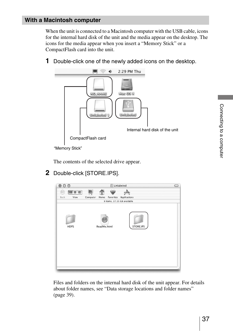 With a macintosh computer | Sony HDPS-M10 User Manual | Page 37 / 53