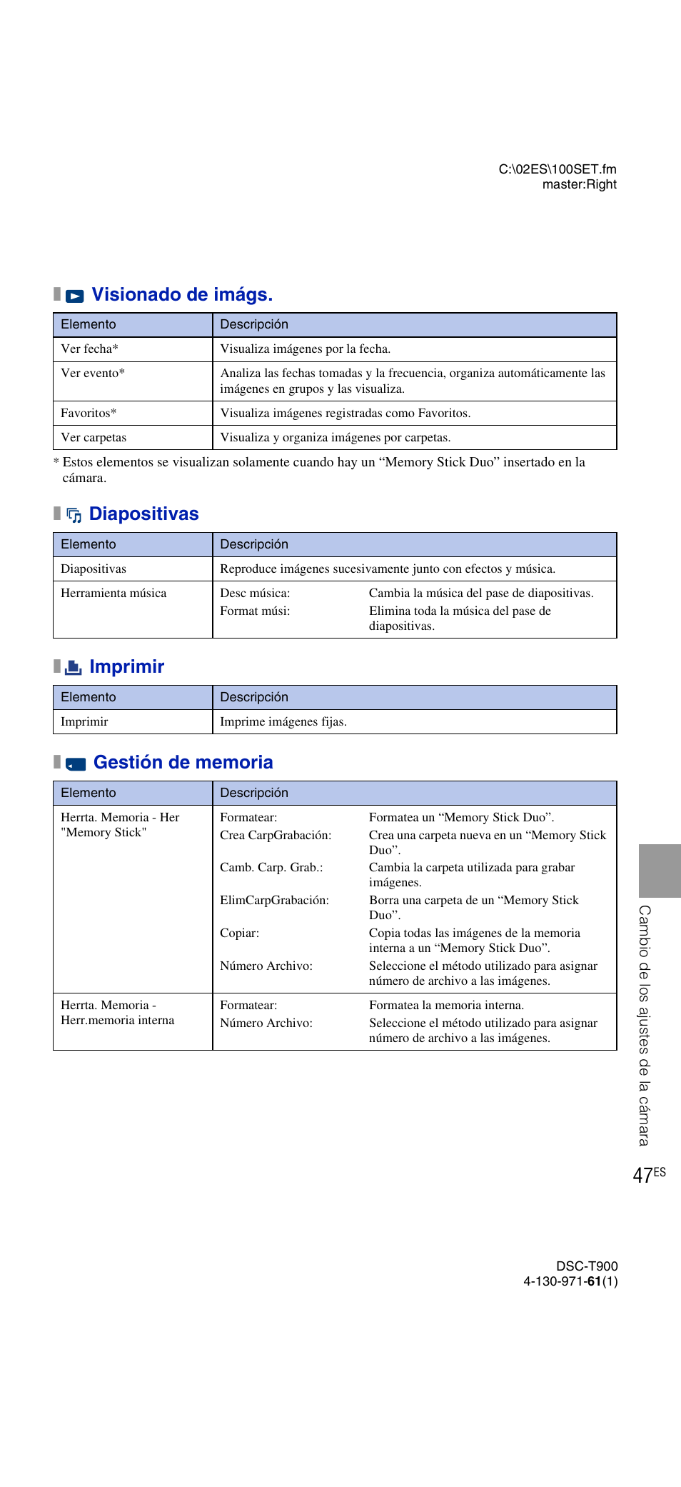 Xvisionado de imágs | Sony DSC-T900 User Manual | Page 109 / 124
