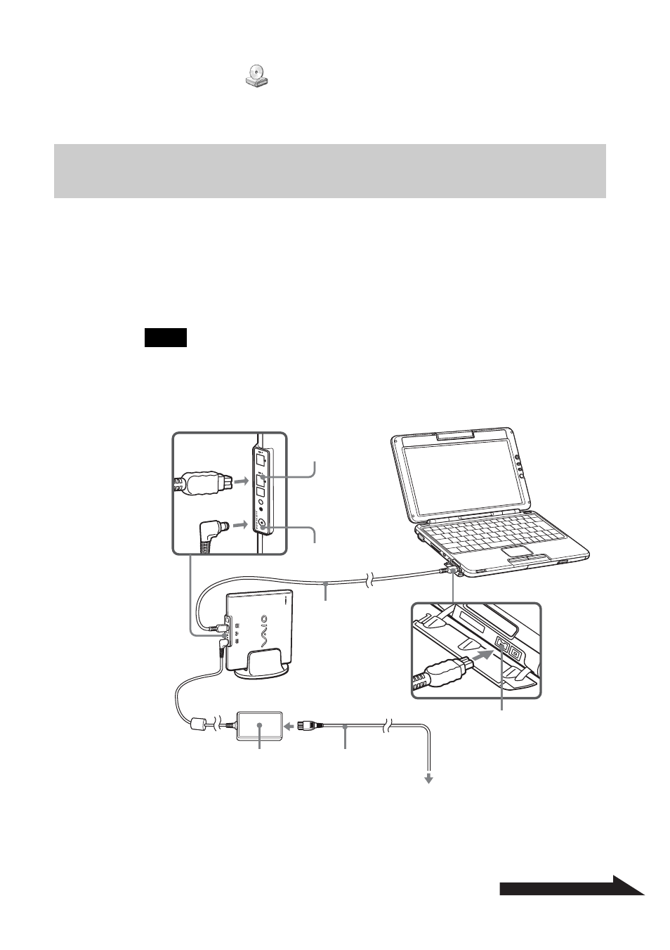Connecting the drive to your, Notebook with the supplied i.link cable | Sony PCGA-DDRW1 User Manual | Page 19 / 168