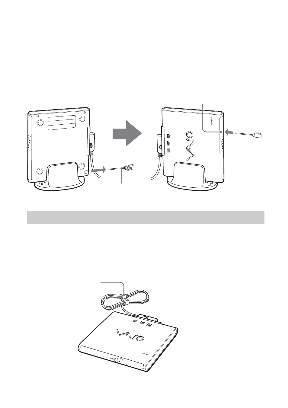 Transporting the unit (using the cable clip), Transporting the unit (using the, Cable clip) | Sony PCGA-DDRW1 User Manual | Page 30 / 168