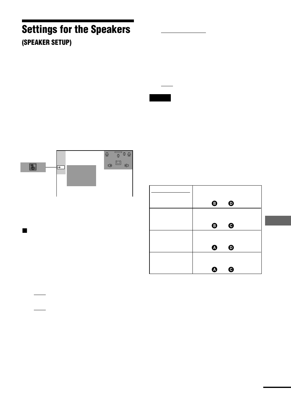 Settings for the speakers, Settings and adjustments, Speaker setup) | Sony DAV-C990 User Manual | Page 71 / 88