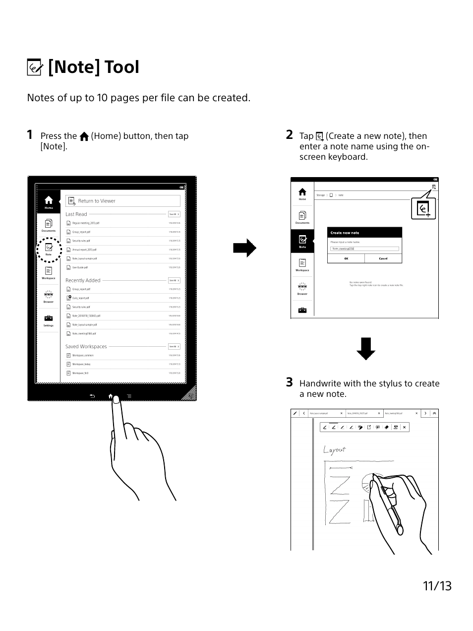 Note] tool | Sony DPT-S1 User Manual | Page 11 / 13