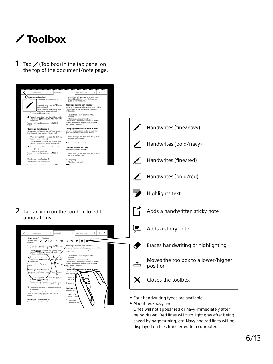 Toolbox | Sony DPT-S1 User Manual | Page 6 / 13