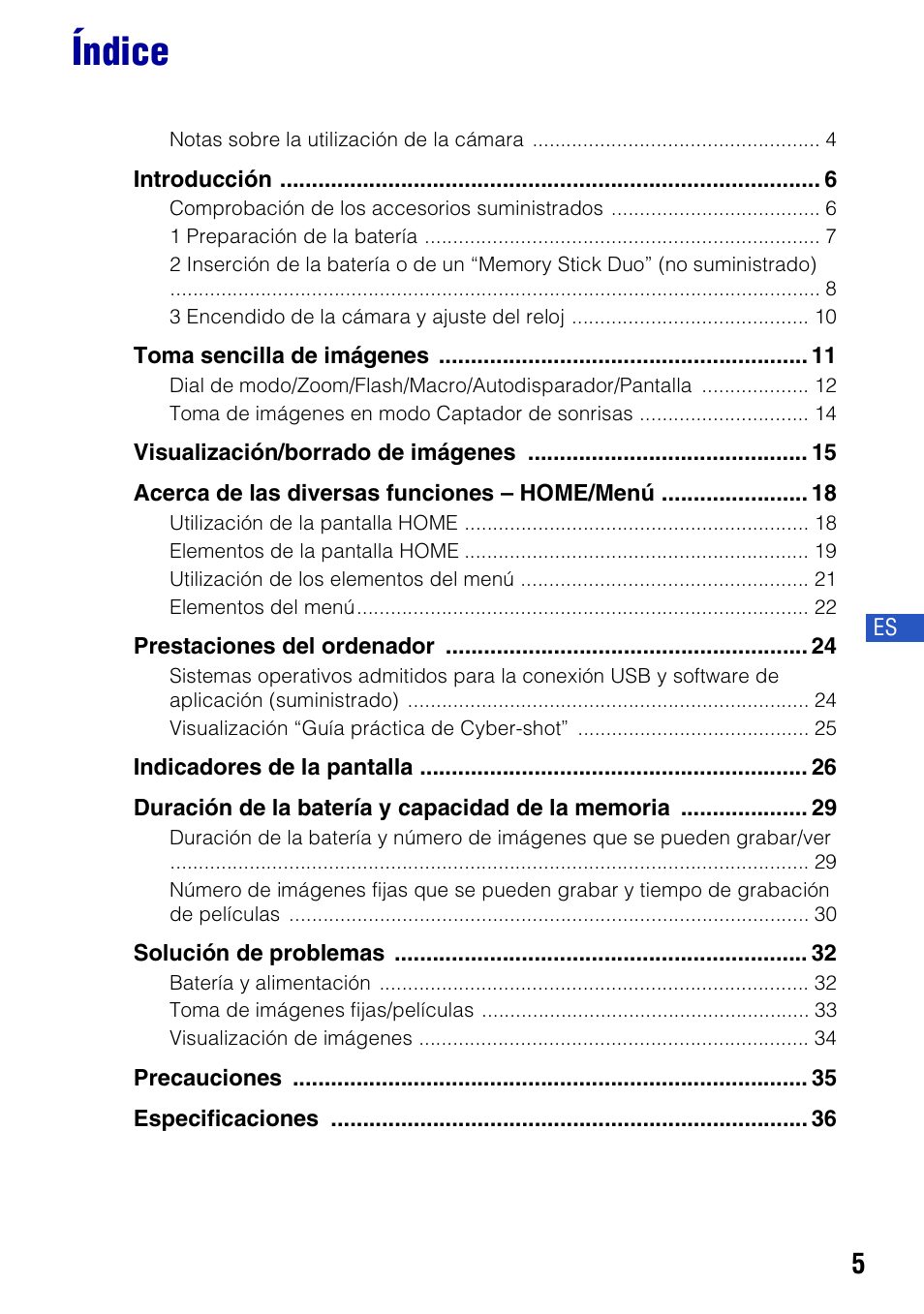 Índice | Sony DSC-W300 User Manual | Page 43 / 76