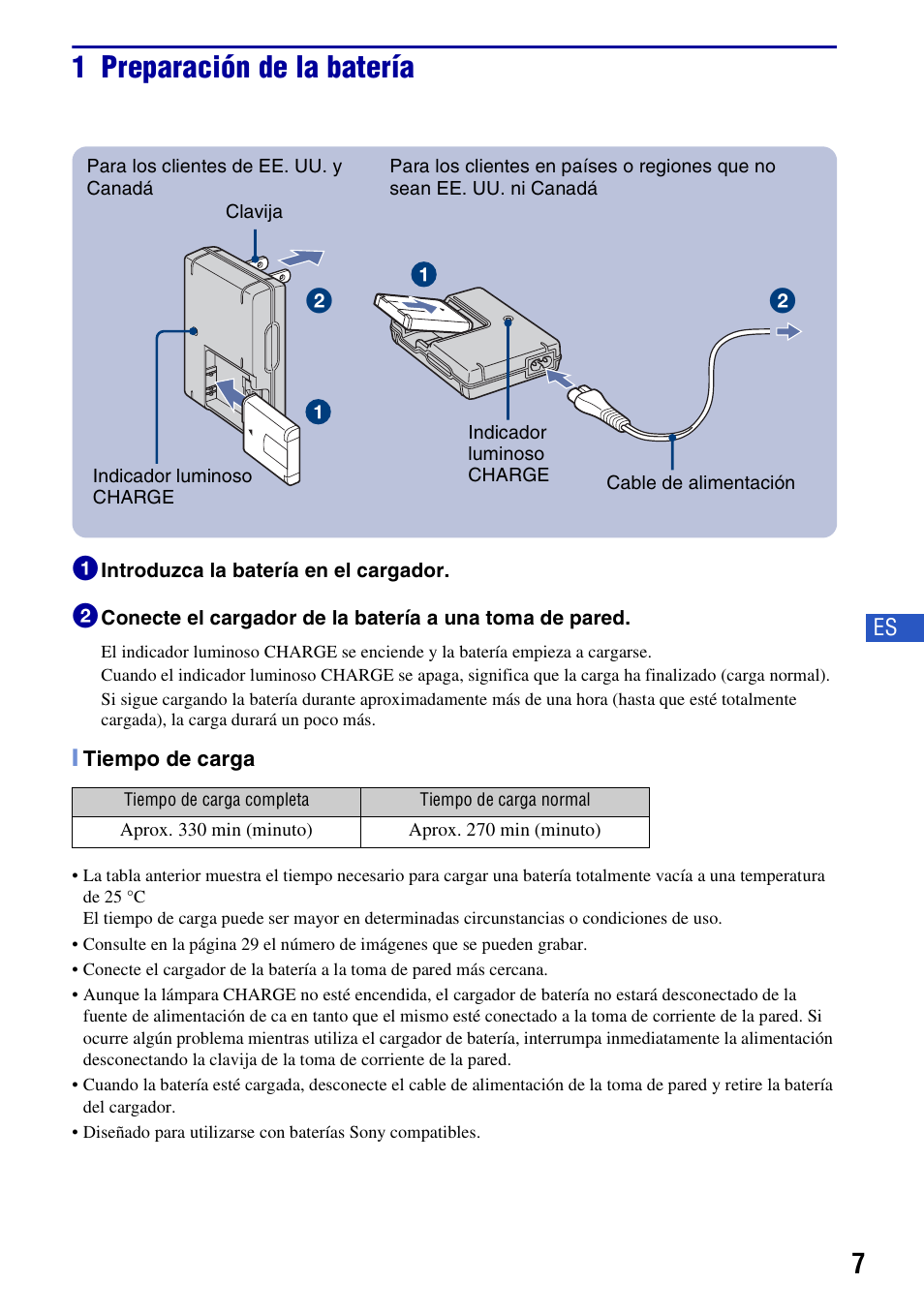 1 preparación de la batería | Sony DSC-W300 User Manual | Page 45 / 76