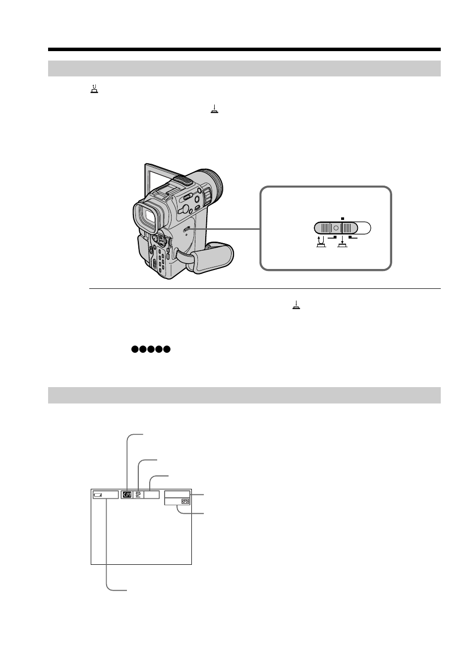 Start/stop mode setting, Indicators displayed in the recording mode, Recording a picture | Sony DCR-PC100 User Manual | Page 20 / 140