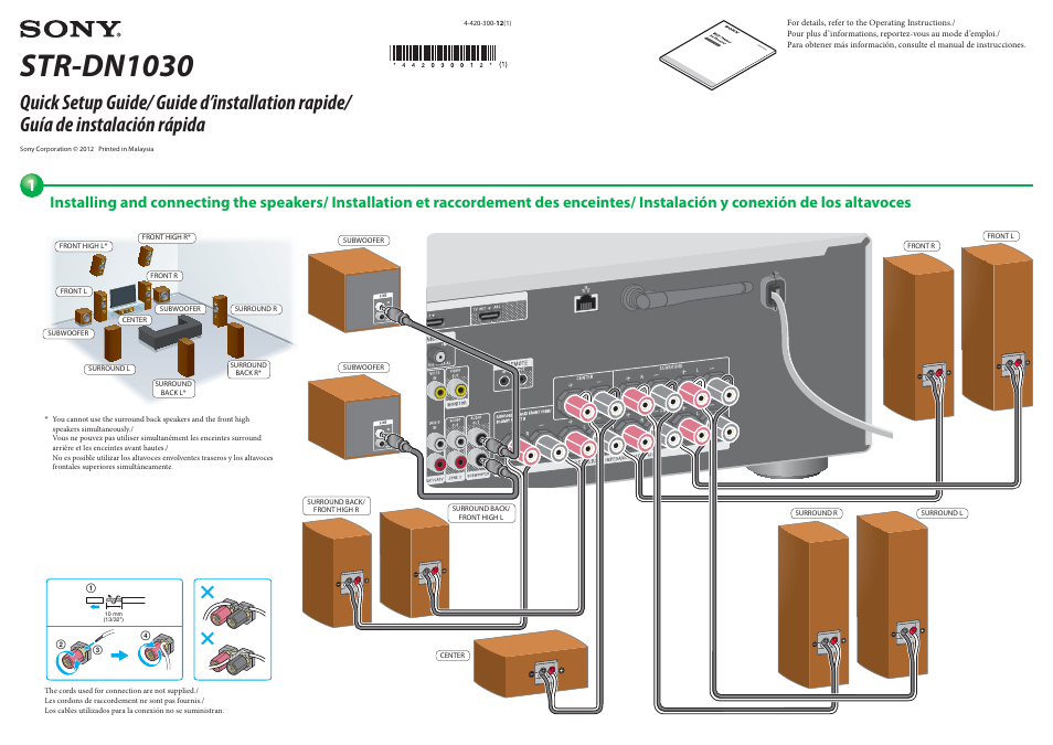Sony STR-DN1030 User Manual | 2 pages