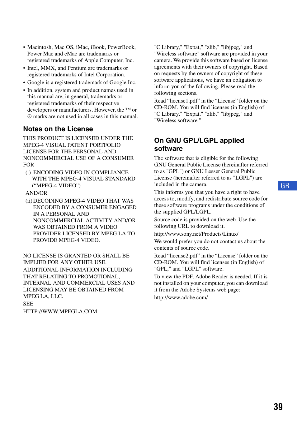 Sony DSC-G1 User Manual | Page 39 / 76