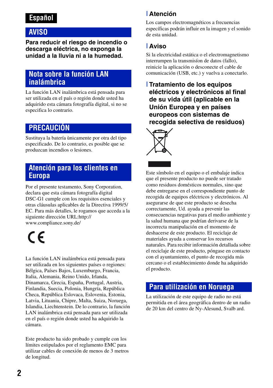 Español | Sony DSC-G1 User Manual | Page 40 / 76
