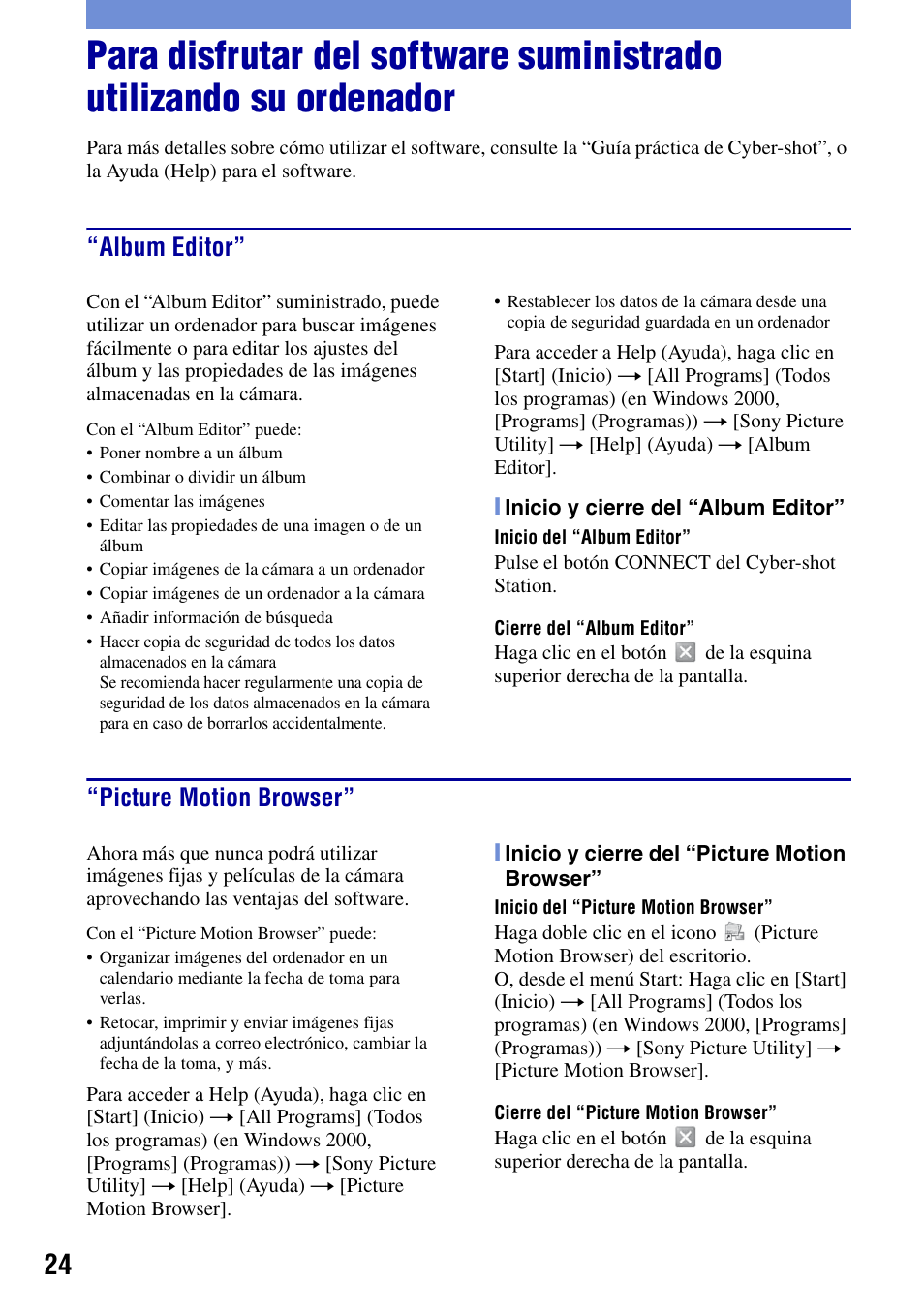 Album editor, Picture motion browser, Album editor” “picture motion browser | Sony DSC-G1 User Manual | Page 62 / 76