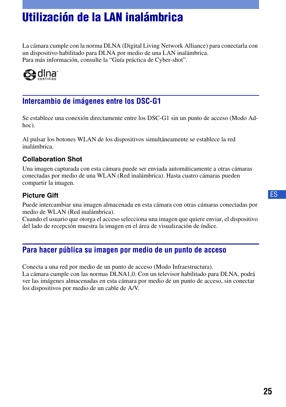 Utilización de la lan inalámbrica, Intercambio de imágenes entre los dsc-g1 | Sony DSC-G1 User Manual | Page 63 / 76