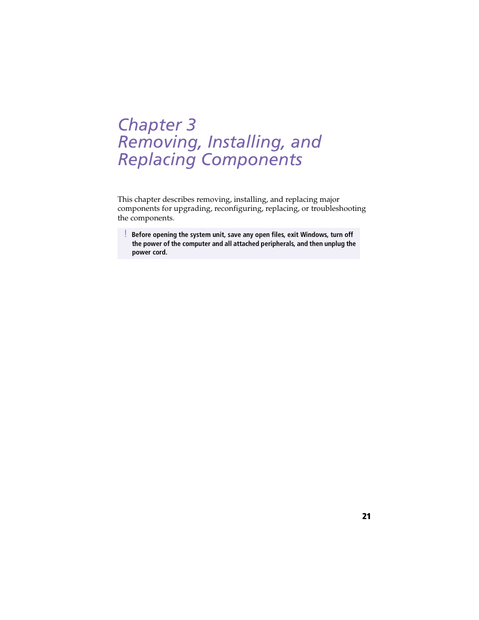 Removing, installing, and replacing components | Sony PCV-E204 User Manual | Page 29 / 114