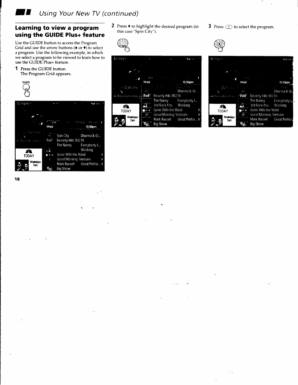 Using your new tv (continued) | Sony KV-32V68 User Manual | Page 22 / 45