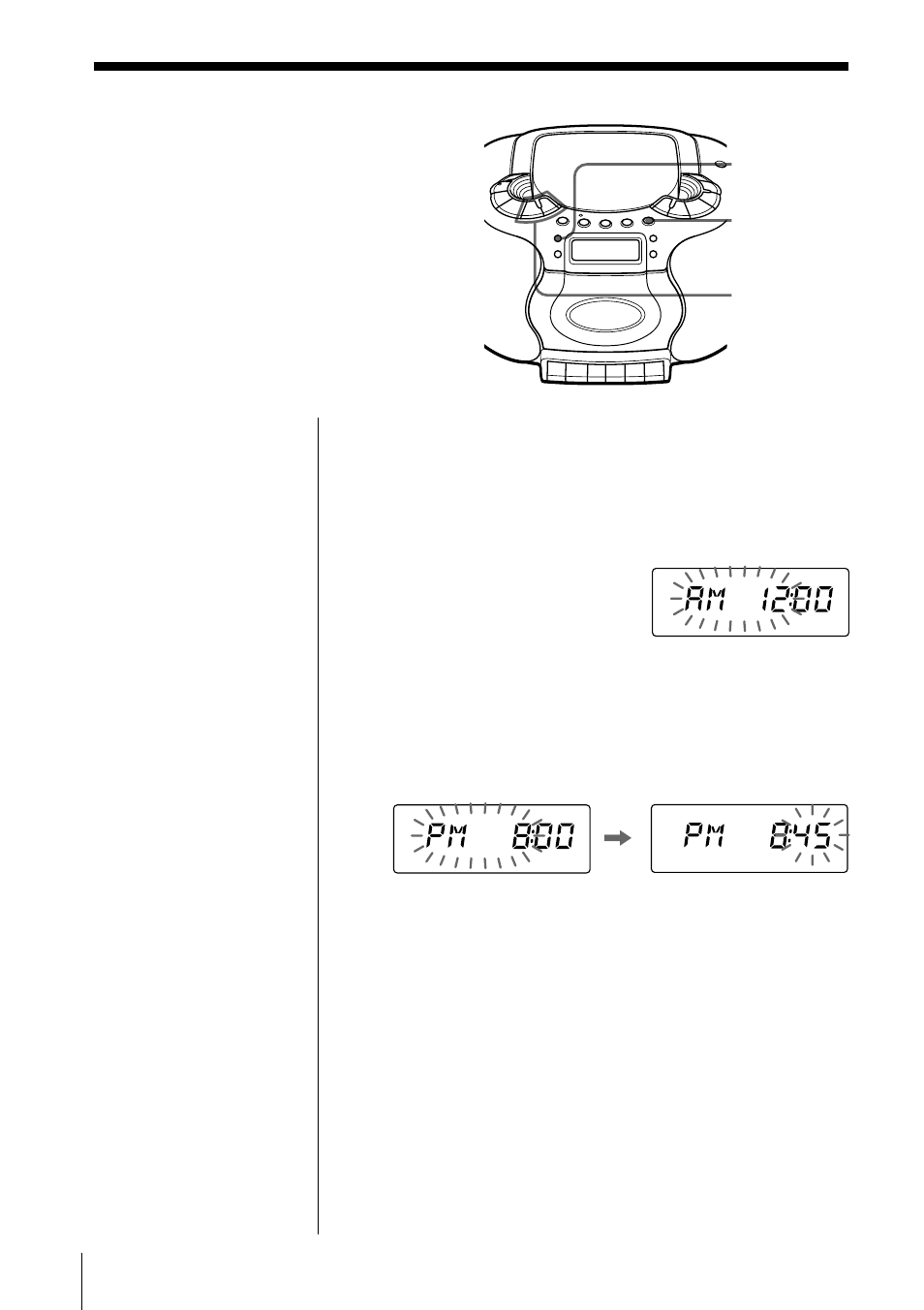 The timer, Setting the clock, Selecting the audio emphasis (sound/mega bass) | Sony CFD-E55 User Manual | Page 20 / 36