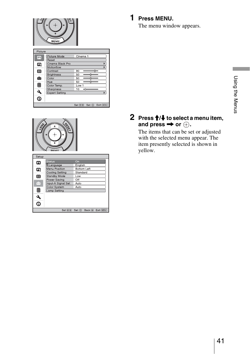Sony VPL-VW85 User Manual | Page 41 / 86