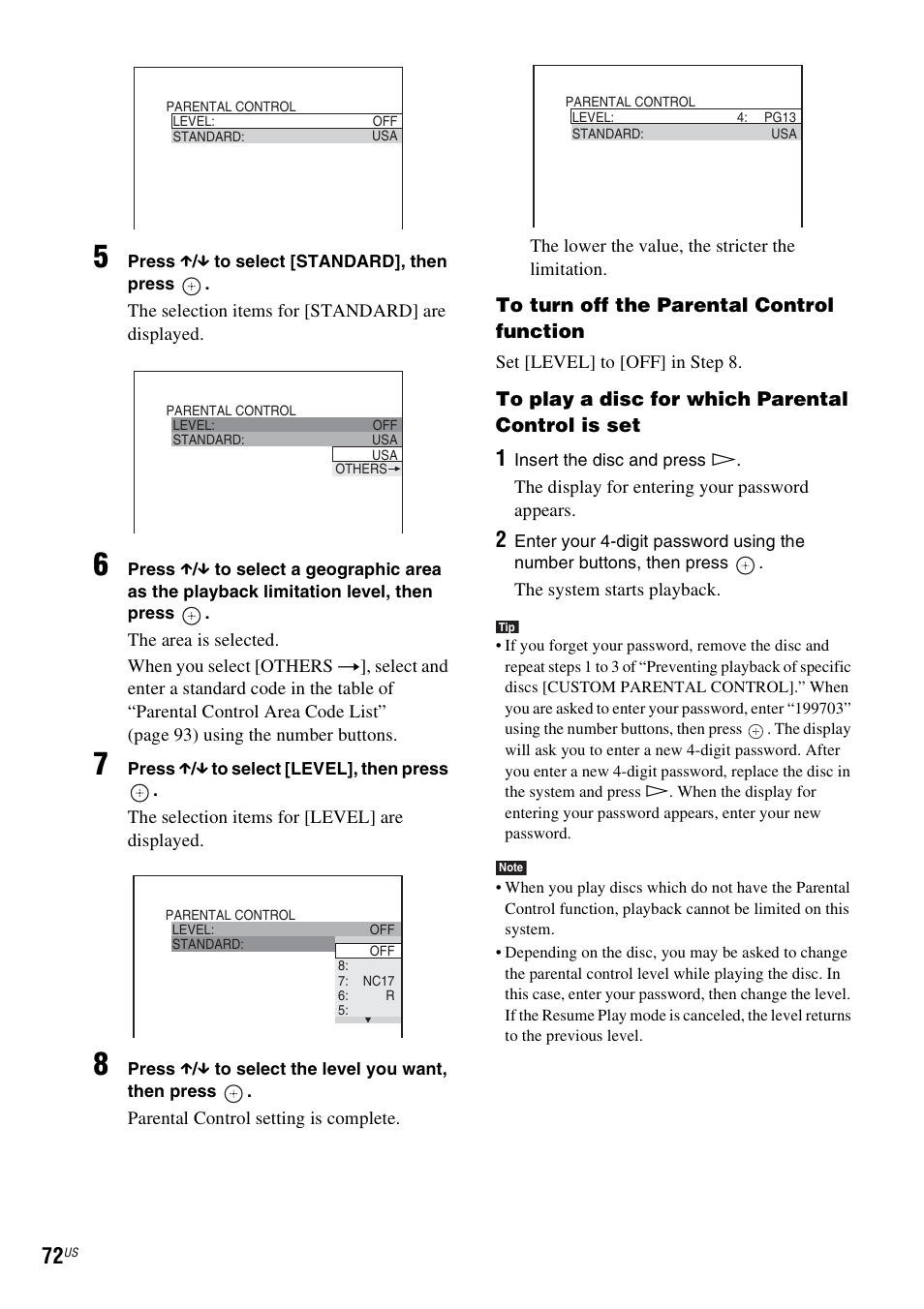 Sony DAV-X1V User Manual | Page 72 / 107