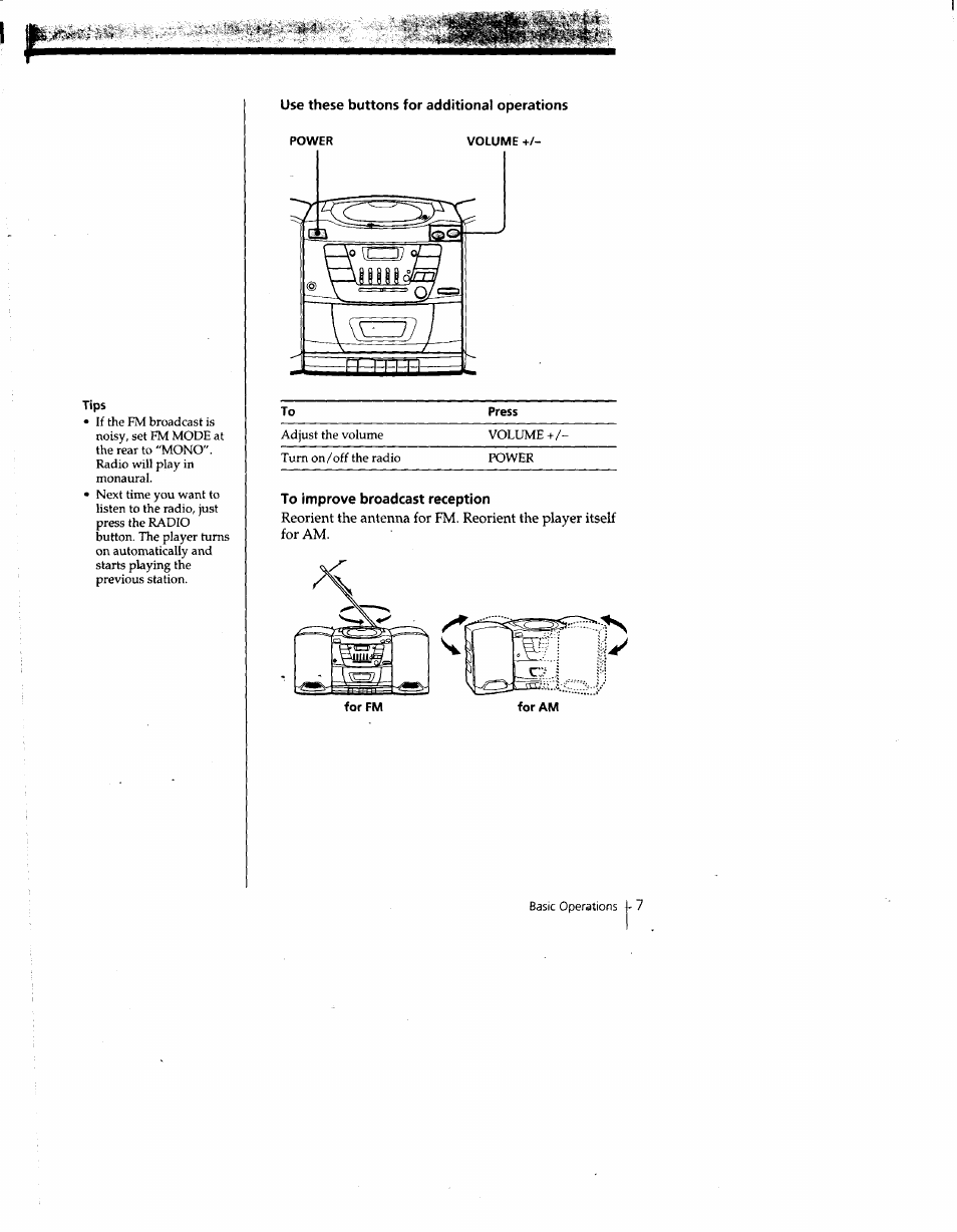 Use these buttons for additional operations | Sony CFD-Z135 User Manual | Page 7 / 26