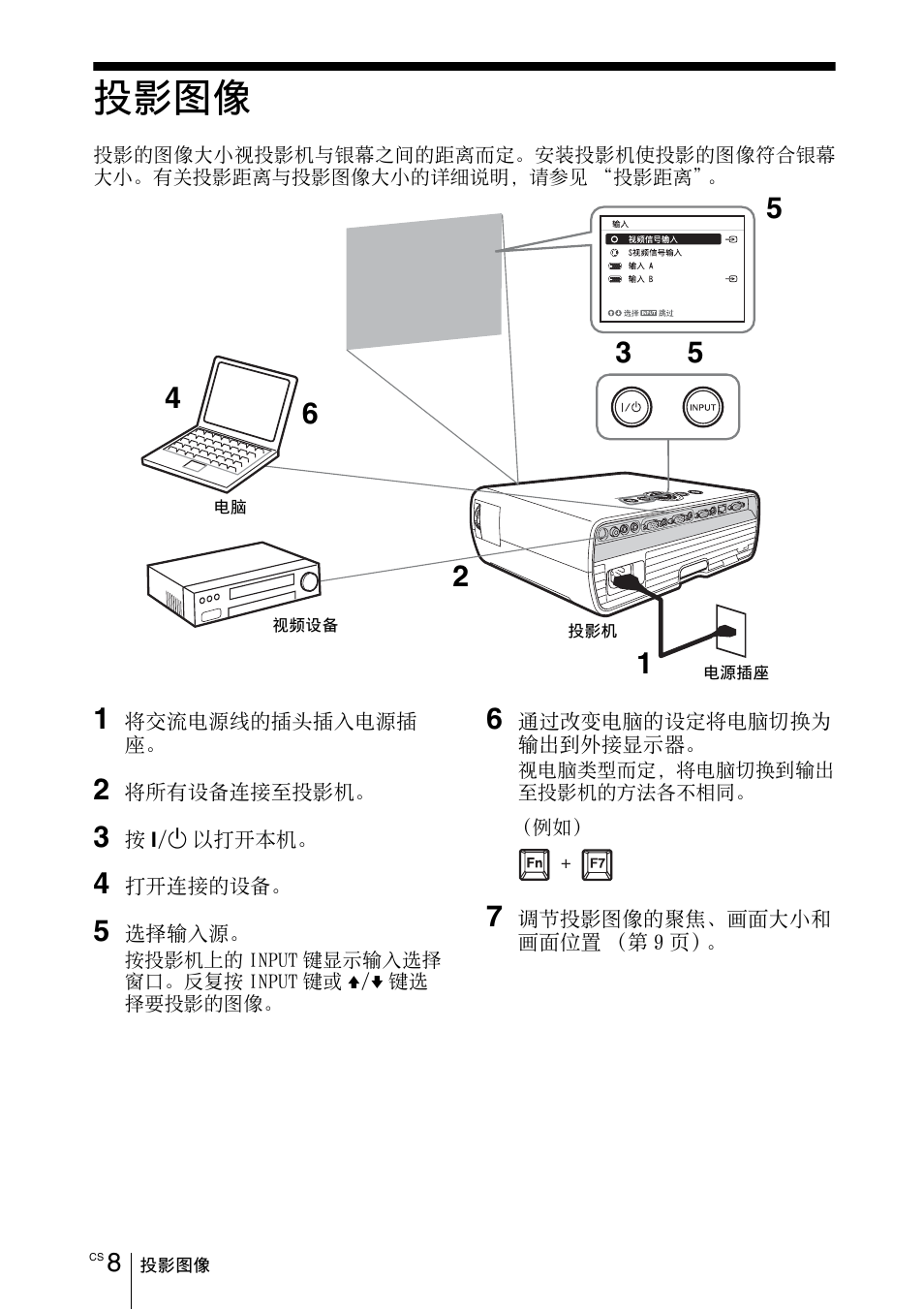 投影图像 | Sony VPL-EX100 User Manual | Page 108 / 116