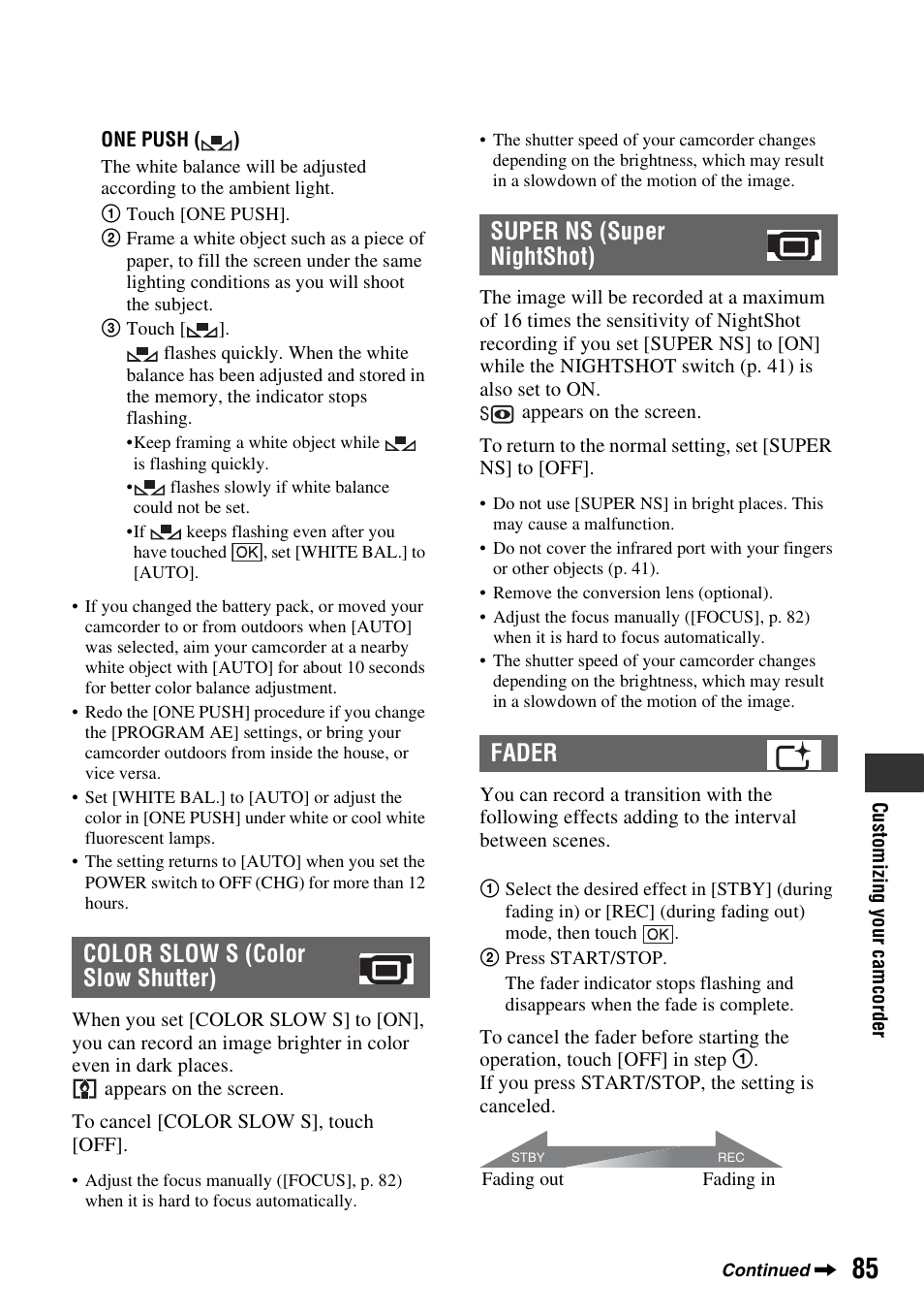 Unction (p. 85), Ns] (p. 85) fun | Sony HDR-SR1 User Manual | Page 85 / 139