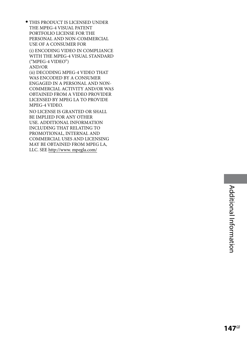Additional i nf or ma tion | Sony LBT-LCD7Di User Manual | Page 147 / 147