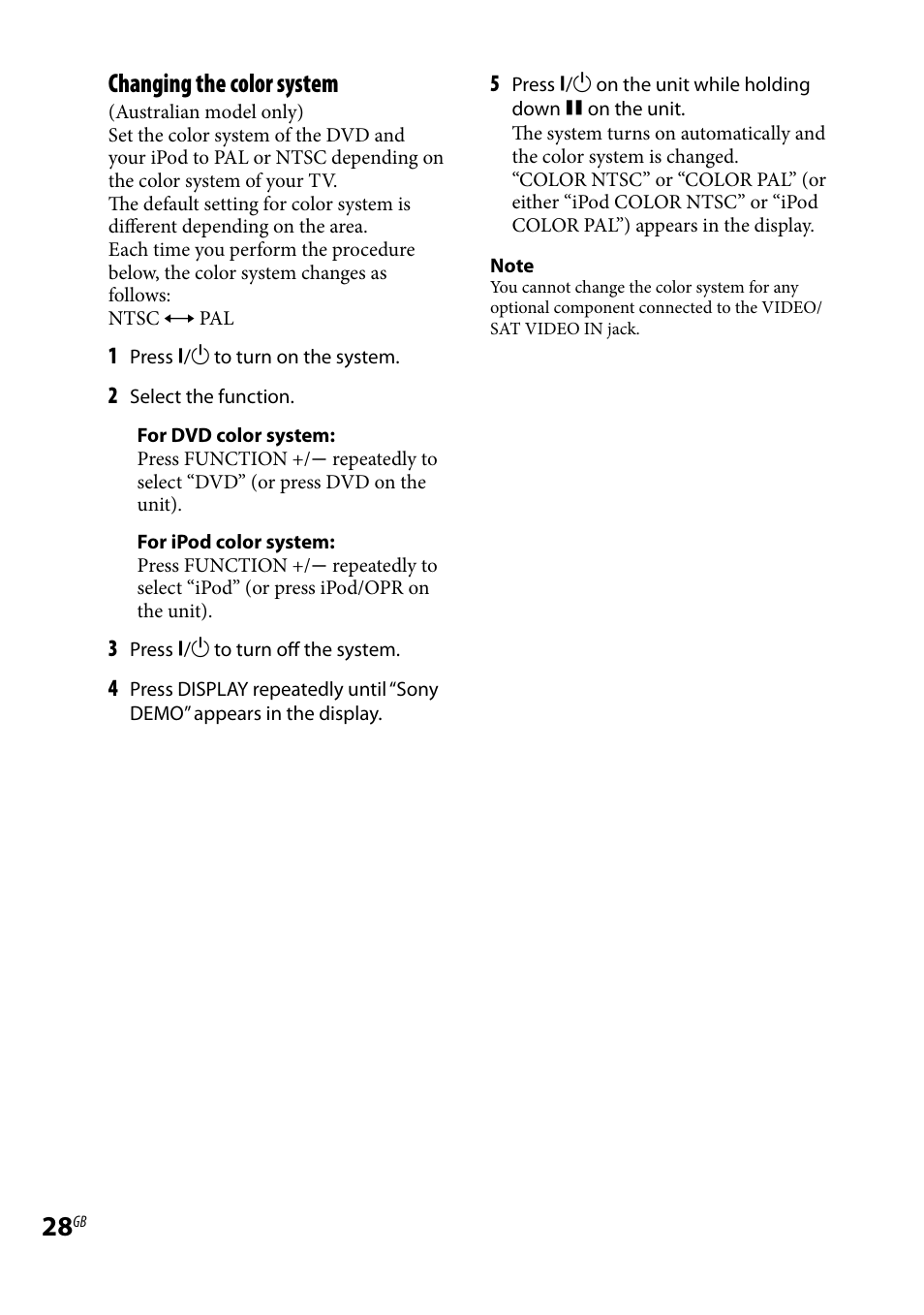 Changing the color system | Sony LBT-LCD7Di User Manual | Page 28 / 147