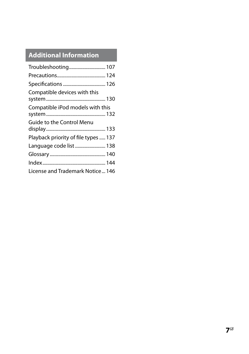 Additional information | Sony LBT-LCD7Di User Manual | Page 7 / 147