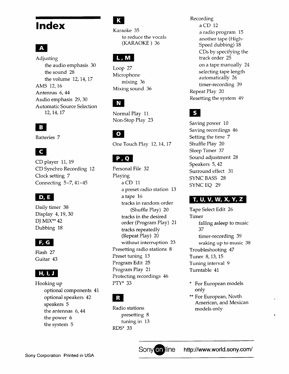 Index | Sony LBT-LX50 User Manual | Page 52 / 52