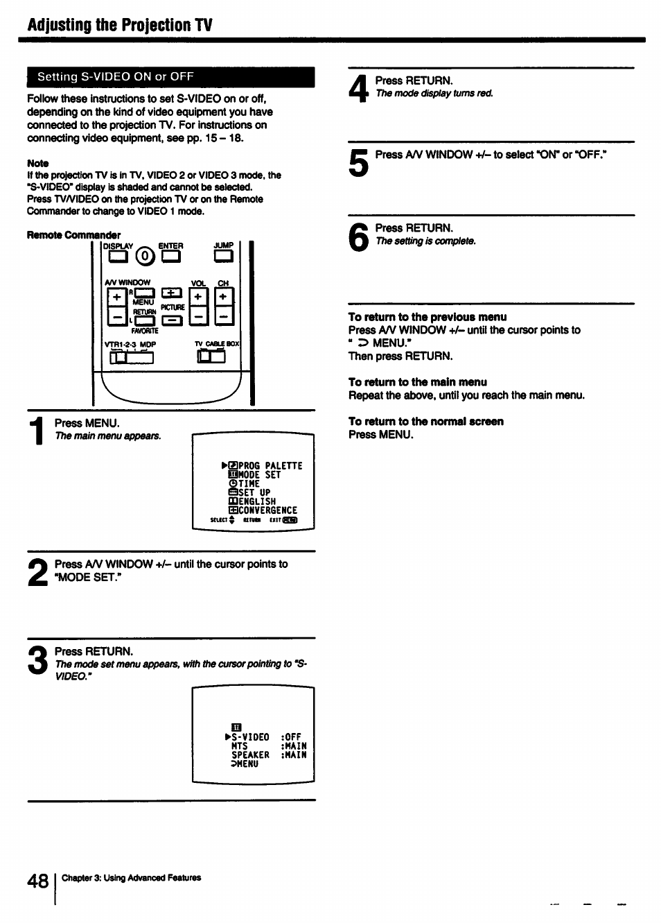 Adjusting the projection tv | Sony KP-53V15 User Manual | Page 48 / 76