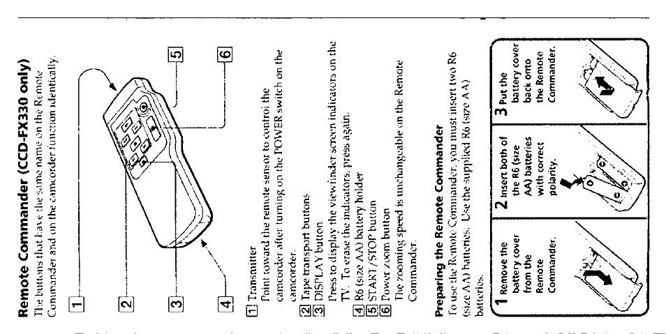 Remote commander (ccd-fx330 only) | Sony CCD-FX228 User Manual | Page 40 / 44
