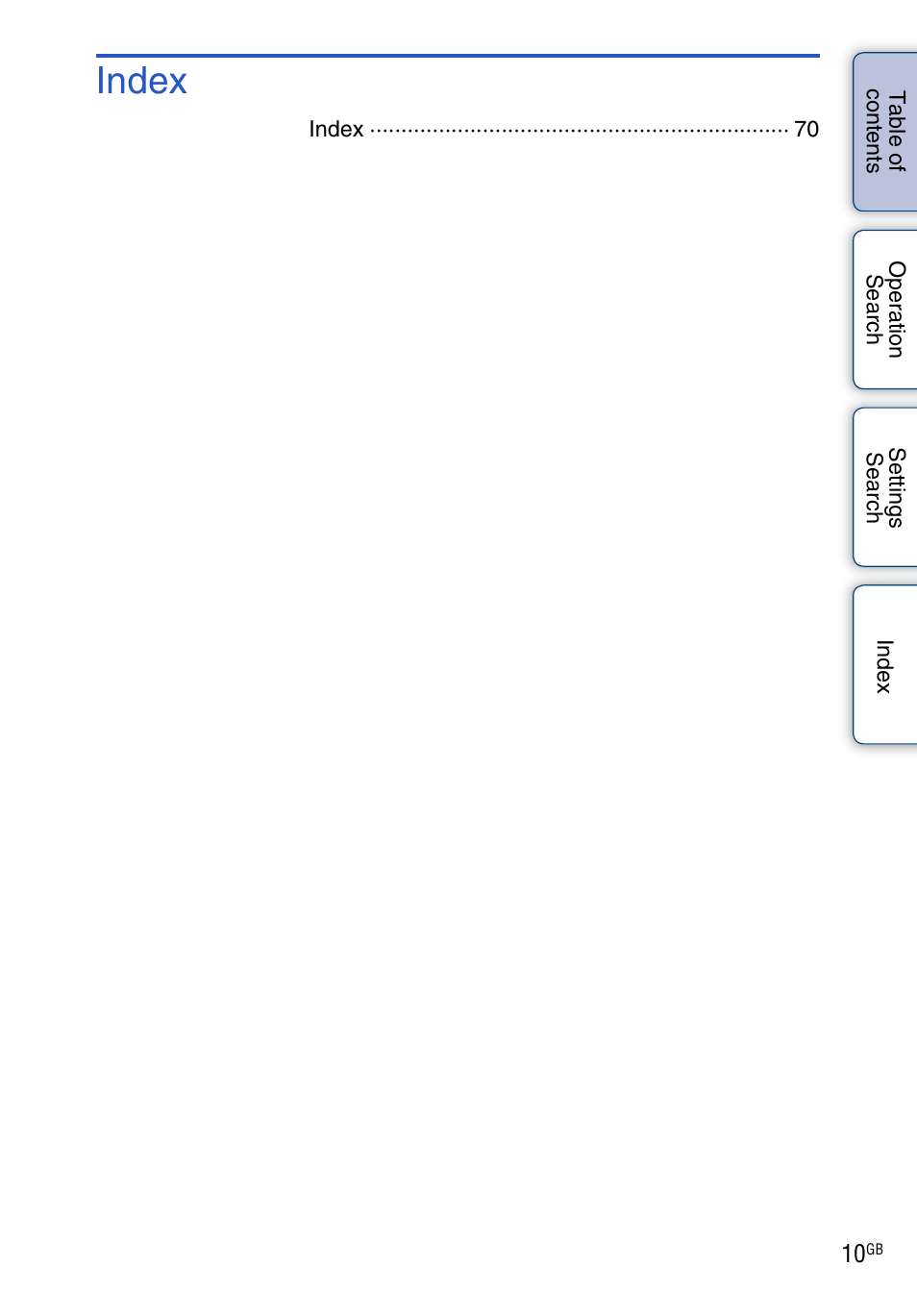 Index | Sony bloggie MHS-TS22 User Manual | Page 10 / 70