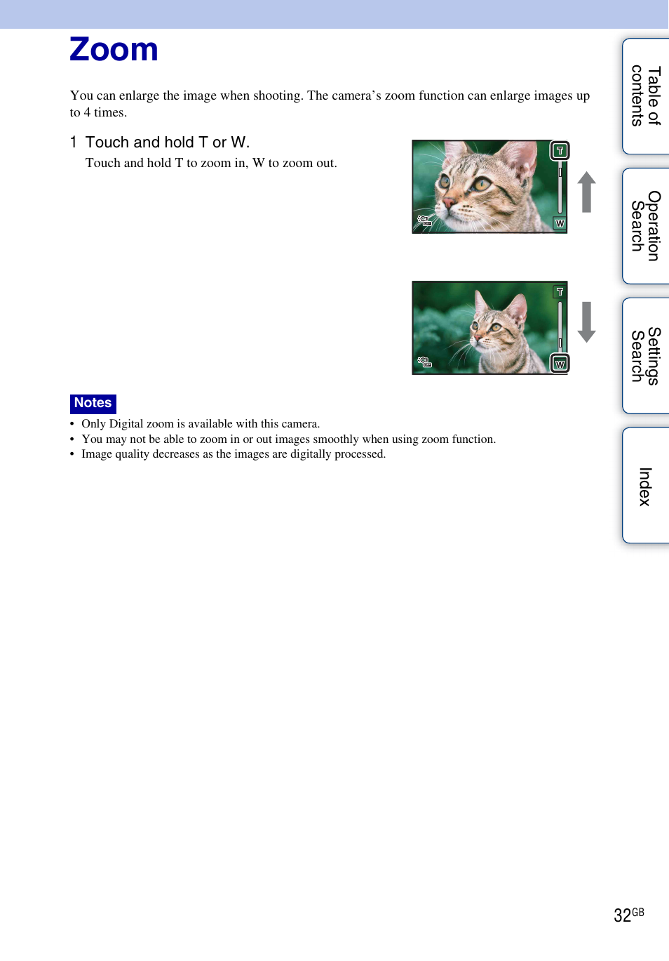 Zoom | Sony bloggie MHS-TS22 User Manual | Page 32 / 70