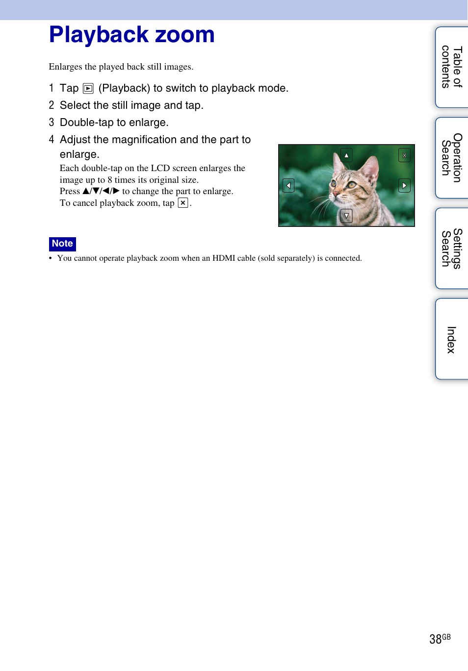 Playback zoom | Sony bloggie MHS-TS22 User Manual | Page 38 / 70