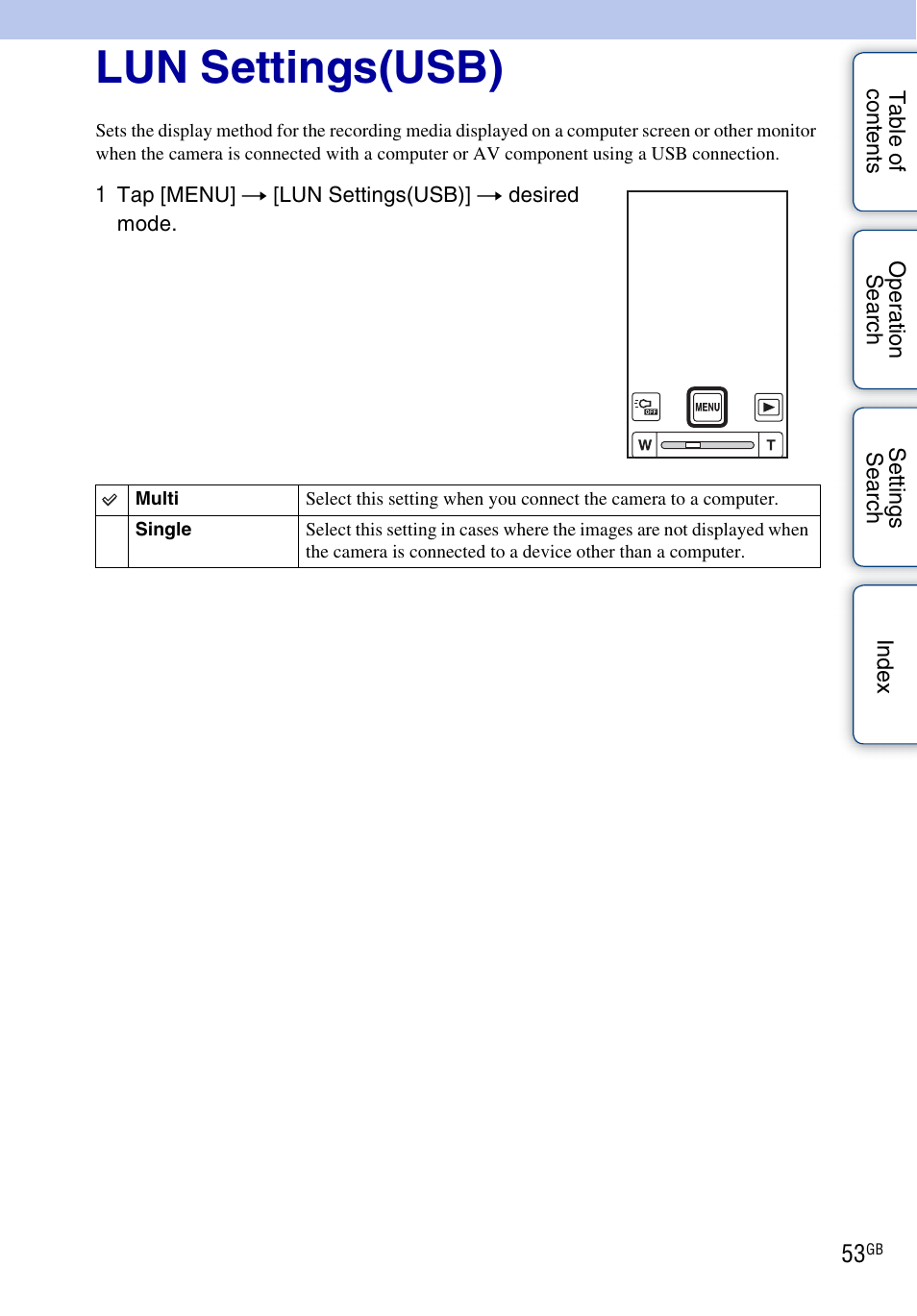 Lun settings(usb) | Sony bloggie MHS-TS22 User Manual | Page 53 / 70