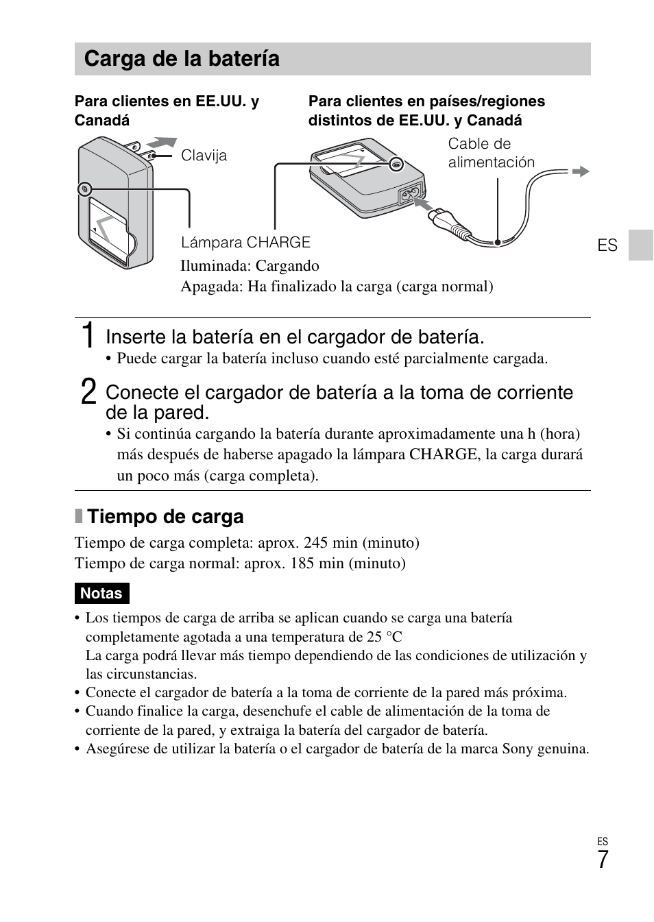Carga de la batería | Sony DSC-W570 User Manual | Page 31 / 52