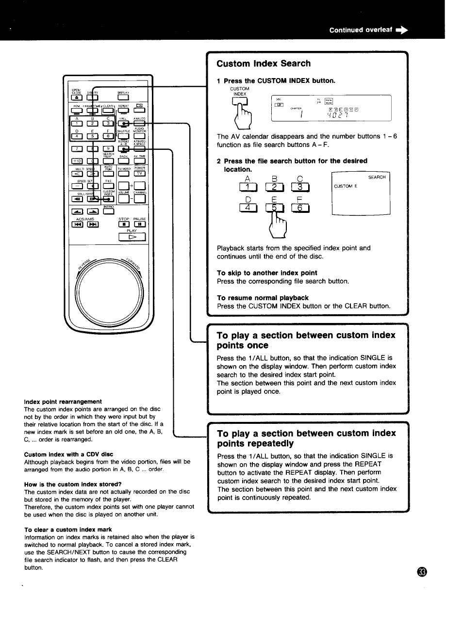 Custom index search, To play a section between custom index points once, Q ^ dd [±] dal | Ca cdi' 03, A □ i;p-s, Di lj!^fs3 □ 3, S q il3, Rsii riw, Czi e3e®i]0 | Sony MDP-333 User Manual | Page 33 / 39
