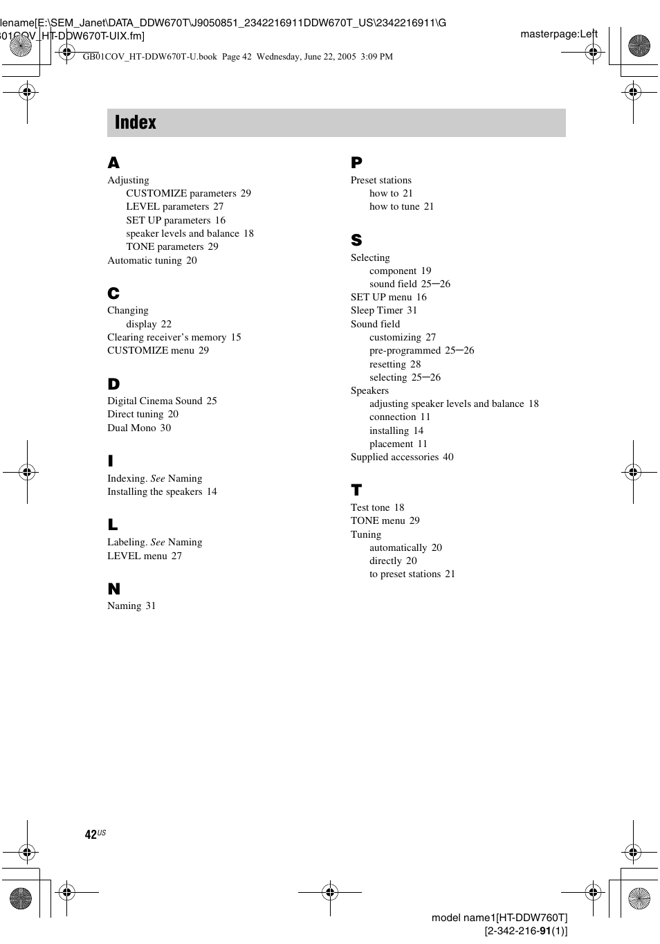 Index | Sony HT-DDW670T User Manual | Page 42 / 44