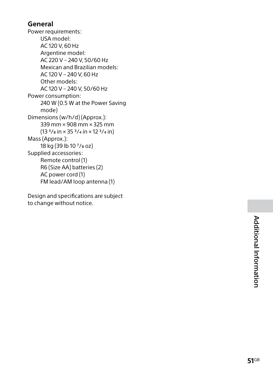 Sony MHC-V5 User Manual | Page 51 / 52