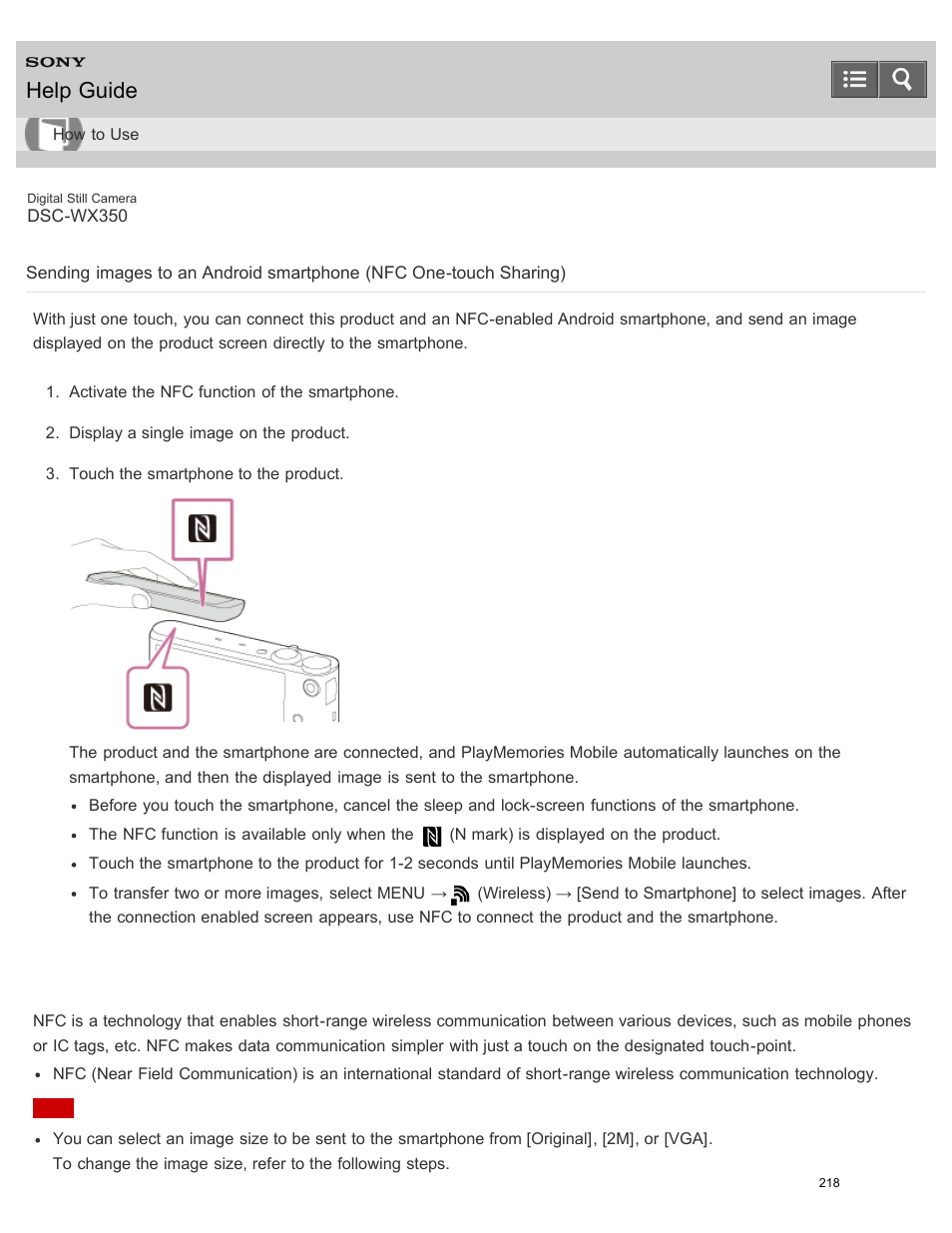 Help guide | Sony DSC-WX350 User Manual | Page 222 / 319