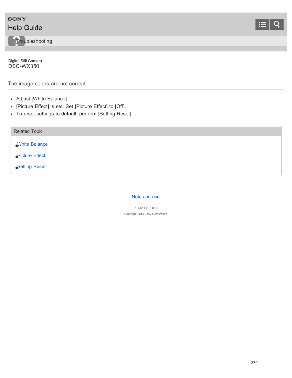 The image colors are not correct, Help guide | Sony DSC-WX350 User Manual | Page 283 / 319