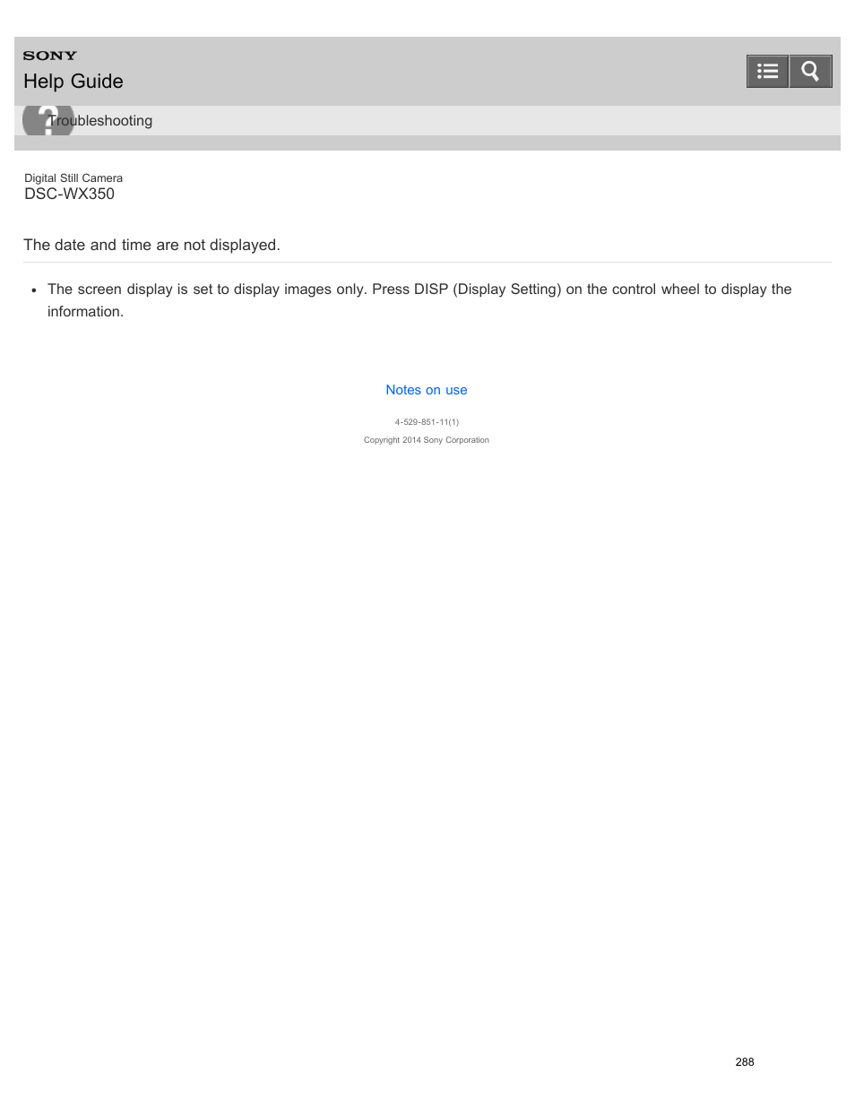 The date and time are not displayed, Help guide | Sony DSC-WX350 User Manual | Page 292 / 319