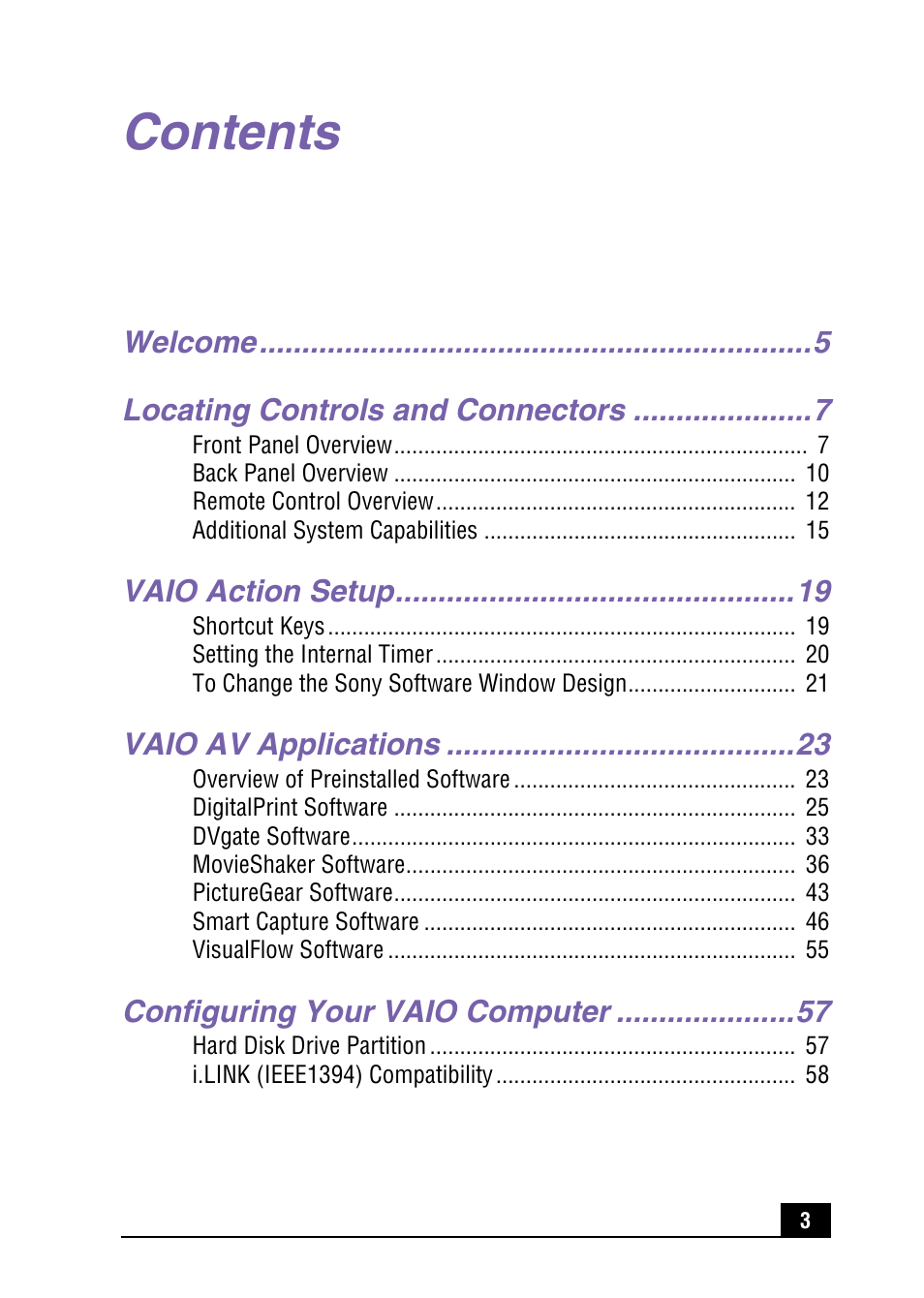 Sony PCV-MXS10 User Manual | Page 3 / 92